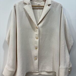 Cream Button-Up Blouse